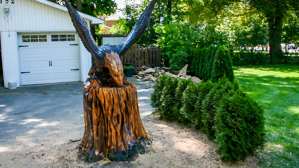 Bald eagle chainsaw carving finished by the carver kings